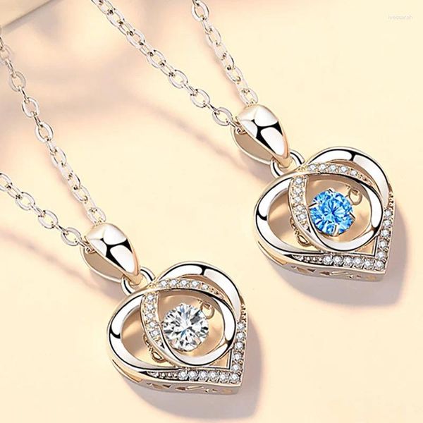 Collares colgantes Collar de corazón latiendo Temperamento femenino Cadena de clavícula inteligente Regalo del día de San Valentín Paquete de joyería y exhibición