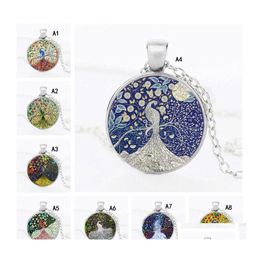 Hanger kettingen Beautif Peacock Feather ketting voor vrouwen Cabochons Glass Dierketens mode sieraden cadeau drop levering hanger ot5ke