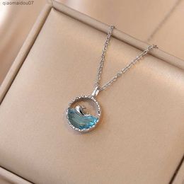 Colliers pendentifs Belle et à la mode vie avec vous collier pendentif baleine en strass significatif adapté aux femmes cadeau de vacances parfait L2404