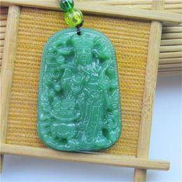 Hanger kettingen Mooie Chinese god van rijkdom Boeddha groen jade charme amulet vrouwelijk voor vrouwelijke man geschenken sieraden