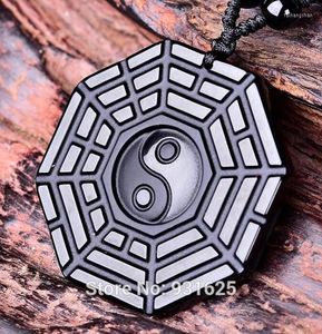 Hanger kettingen mooi handwerk natuurlijk zwart obsidiaan gesneden Chinese bagua amulet lucky kralen ketting mode sieraden