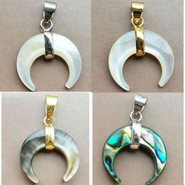 Hanger kettingen prachtige sieraden Zeeland abalone moeder van Pearl Shell Moon Art Bead PwB930 Deelnaar