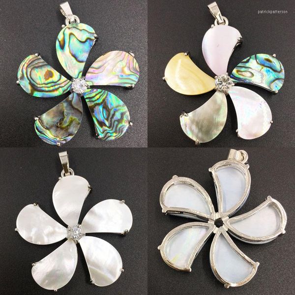 Collares pendientes Joyería hermosa Zelanda Abalone Madre de perla Concha Flor Mujeres Hombres Grano PWB736