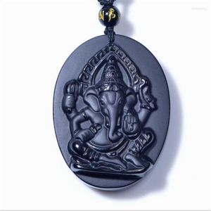 Pendentif Colliers Belle Obsidienne Noire Naturelle Sculpté À La Main Éléphant Nez Dieu De La Richesse Pendentifs Chanceux Collier Gratuit Beaux Bijoux De Mode