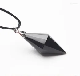 Pendentif Colliers Belle guérison de cristal de pendule d'obsidienne naturelle avec corde gratuite