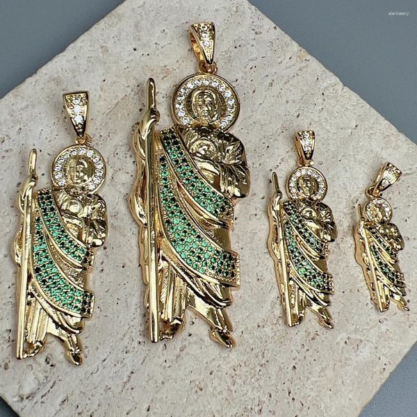 Pendentif Colliers Belle religieuse St Jude Thaddeus prier pendentifs métal Zircon grands charmes pour la fabrication de bijoux collier Hip Hop