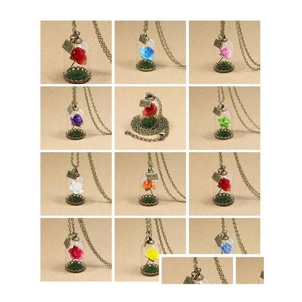 Colliers Pendentif Collier La Belle Et La Bête Bocal En Verre Rose Petit Prince Rouge Souhait Wfn320 Avec Chaîne Mix Commande 20 Pièces A Drop Deliv Dhumh