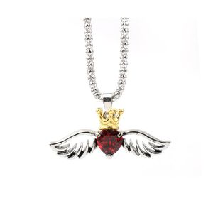 Colliers pendants Beauty Queen Crown Charm Collier Chaîne en acier inoxydable CZ Love Heart Angel Wing Collier Femmes Dh Drop Livrot JE DH7OB