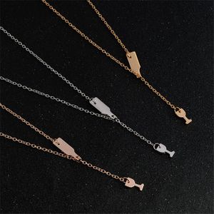 Hanger kettingen bierbeker lange ketting voor vrouwen wijnfles roze goud zilveren driehoeksstructuur Party Fashion Jewellrypendant