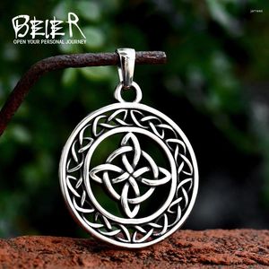 Pendentif Colliers Beier 2023 Design 316L Acier inoxydable Viking Celtic Cross Odin Vegvisir Collier Vintage Bijoux En Gros