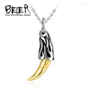 Pendentif Colliers Beier Store 316L Collier en acier inoxydable Golden Spike Chaîne de mode Hommes Bijoux LLBP8-018P