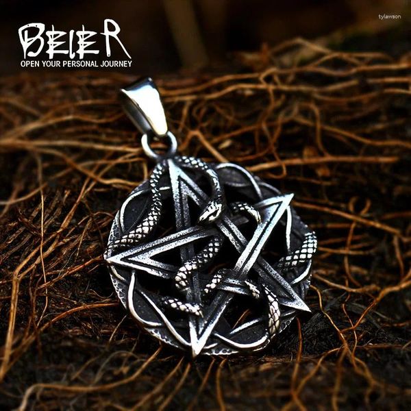 Colliers pendentifs Beier en gros prix Virtus Junxit Mors non séparabit Skull 316L Acier inoxydable unique pour l'homme BP8-101