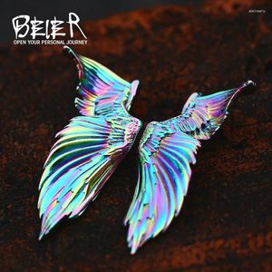 Pendentif Colliers Beier en gros en acier inoxydable coloré ailes d'ange collier pour homme Punk bijoux bon détail ras du cou BP8-1012