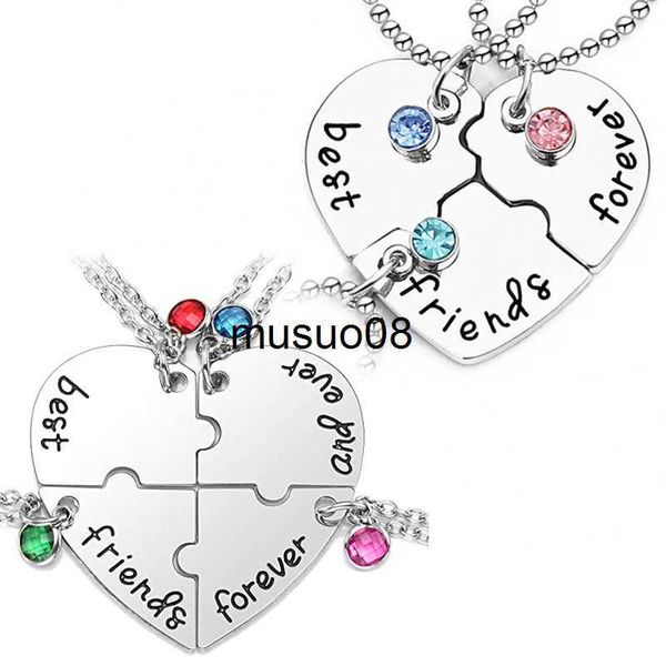 Colliers pendants Meilleurs amis Collier 3/4 pièces Set Cœur Puzzle en forme de casseur Pendants Femmes ALLIAGE BFF Colliers d'amitié Chaînes BIJOUR CONSEIL CONSEMENT J230601