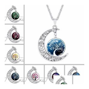 Pendentif Colliers Meilleur Cadeau Briser La Lune Temps Collier De Pierres Précieuses Chandail Chaîne En Verre Wfn172 Avec Ordre De Mélange 20 Pièces Beaucoup De Chute Dh91K