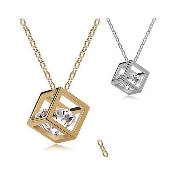 Collares pendientes Mejor regalo Joyas de cristal Cubo Ocho flechas de corazón Collar de circón Amor Wfn422 Con orden de mezcla de cadena 20 piezas Mucho Dhtzw