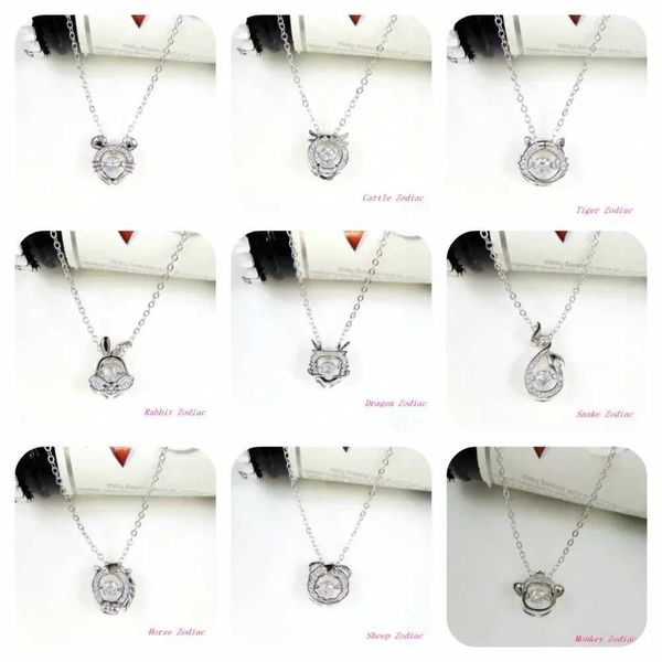 Colliers pendentifs Best Quality 925 Silver Original 12 Crystaux du zodiaque à partir de colliers pendants femmes