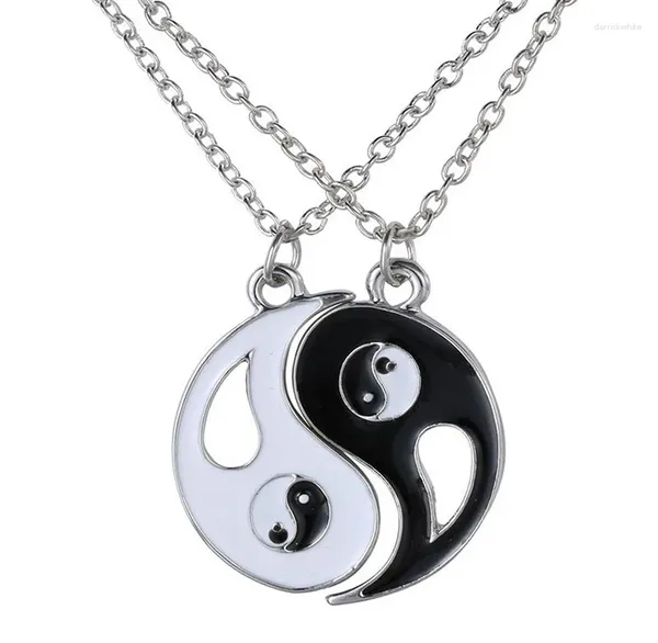 Colliers pendants bff charme huit diagrammes yin yang noirs et blancs amis amitié couples amoureurs cadeau