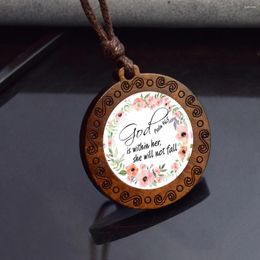 Hanger kettingen Bijbelvers ketting christelijke schrift psalm glazen koepel handgemaakte houten touw keten sieraden voor vrouwelijke mannen