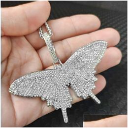 Collares pendientes Big Animal Cadenas colgantes Hiphop Iced Out Rhinestone Butterfly Neckalce para mujeres Hombres Gargantilla de oro Joyería de moda Dhoju