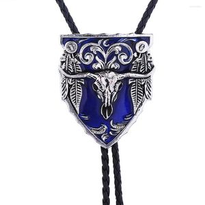 Hanger Kettingen Grote Koe Hoofd Western Cowboy Gras Patroon Bolo Tie Leer Mode Mannen En Vrouwen Touw Tide