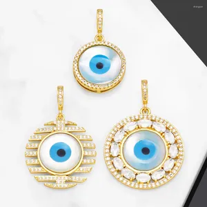 Pendentif Colliers Big Crystal Blue Eye Collier Cuivre Plaqué Or Coquille Mal Amulette Bijoux Composant Pdtb014