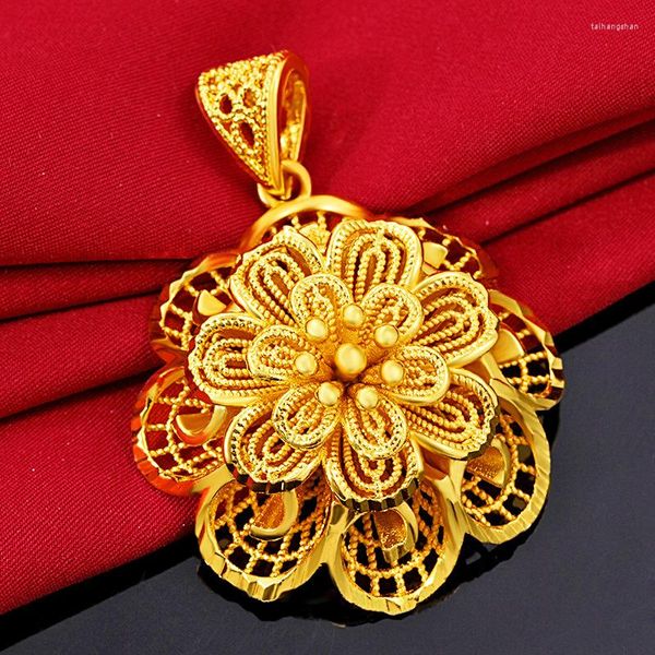 Pendentif Colliers Grande Filigrane Fleur Chaîne Or Rempli De Mariage Fiançailles Femmes Collier Brithday Cadeau