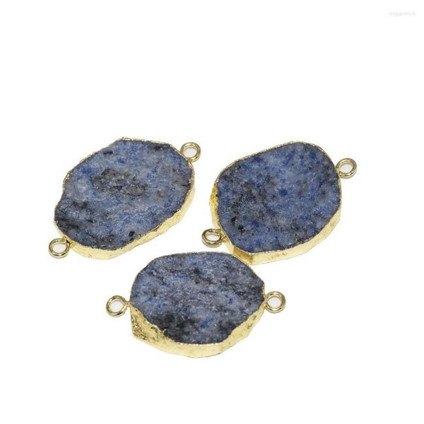Collares colgantes Gran conector de piedra de punto crudo irregular para collar 2022 Natural azul cristal de cuarzo Regalo de mujeres