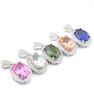 Hanger kettingen grote aanbieding mix 5 pc's vakantiegeschenken ovaal gesneden vuur roze topaz morganite peridot edelsteen hangers