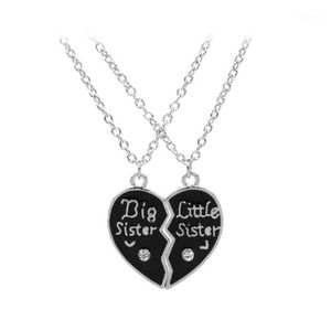 Pendentif Colliers Big Sister Little Collier Rose Fond Noir Coeur Brisé Femmes Filles Cadeau X114