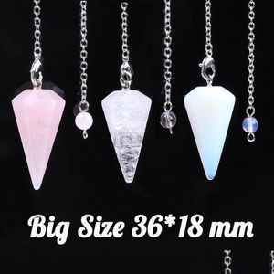 Pendentif Colliers Grande Taille Pierre Naturelle Cristal Clair Pendum Noir Obsidienne Quartz Rose 12 Facettes Chakra Guérison Reiki Perle Fin Pouc Dhuzw