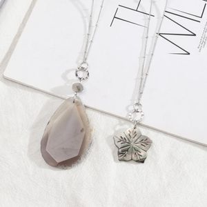 Pendentif Colliers Big Waterdrop Pierre Naturelle Fleur Shell Collier Pour Les Femmes En Gros