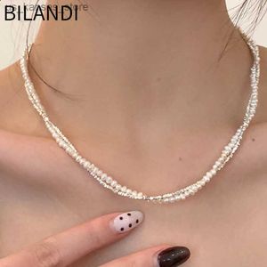 Collares colgantes joyas de moda bilandi dos capas pequeñas cuentas simuladas collar de perlas para mujeres accesorios de regalos de boda de niña venta caliente240408