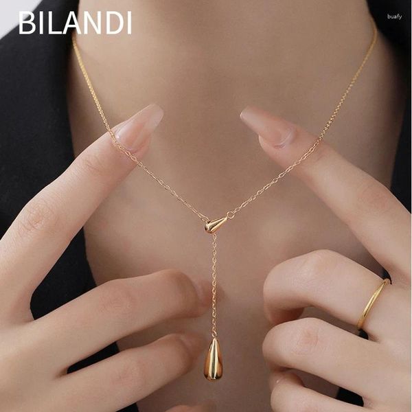 Colliers pendants Bilandi Bijoux de mode délicate de la chaîne mince Gol Couleur en métal Collier en larme pour filles accessoires Girls Cadeaux