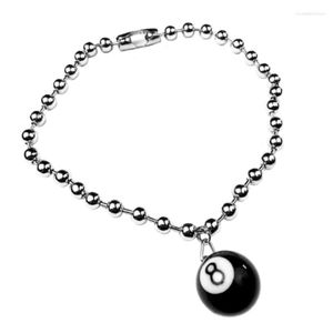 Pendentif Colliers Billard Collier Ras Du Cou Noir 8 Boule Chanceux Déclaration Punk Cool Unisexe Ornement Fête F3MD