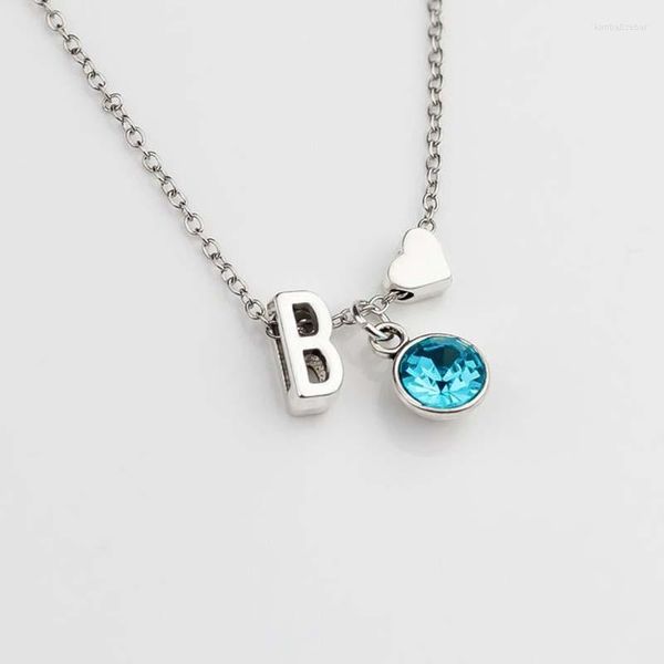 Colliers pendentif collier de pierre de naissance/petite lettre/initiale/cadeau fille/mariée/breloque coeur lettre