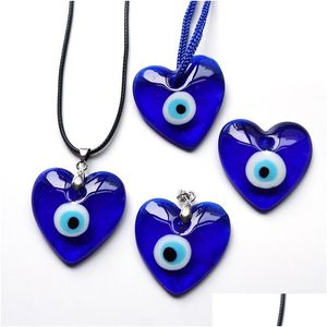 Collares pendientes Bk Precio Azul Mal de ojo Colgantes de cristal en forma de corazón Turquía Accesorios de joyería griega Devils Eyes Adornos Drop Deli Dhnls