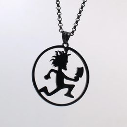 Collares colgantes Negro 2 '' Alto Juggalo Circled Hatchetman Charm Acero inoxidable ICP Hatchet Man Collar Rolo Cadena 20-30 pulgadas