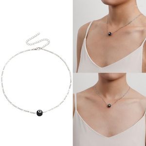 Hanger Kettingen Zwart 8 Biljart Bal Ketting Vrouwen Mannen Punk Partij Sieraden Kraal Sleutelbeen Keten Meisjes Mode Legering Choker