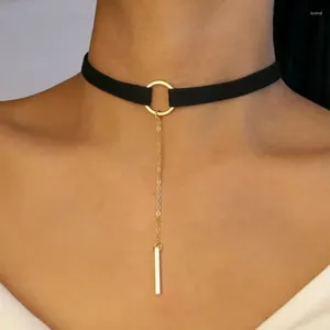 Hanger kettingen zwart bruin fluwelen choker boho sierlijke touw bar pedant cirkel chokers voor vrouwen moeder bohemian stijlvolle sieraden