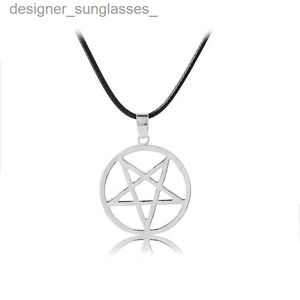 Collier de majordome noir Pentacle pentagramme pendentif Lucifer Satan signe couleur argent amulette surnaturelle bijoux hommes livraison directe L231218