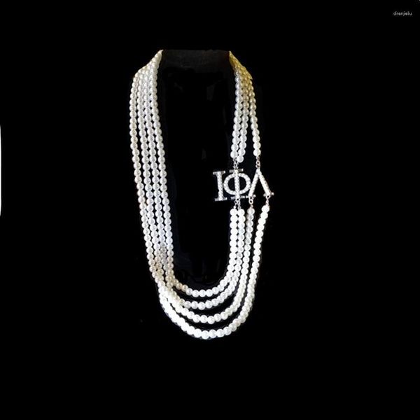 Pendentif Colliers Black Club Pearl Collier Déclaration Grec Soror Lettres Iota Phi Lambda Lady Bijoux