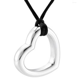 Hanger kettingen zwarte katoenen touw ketting voor grote hart crematie sieraden vrouwen charme herdenkingsashes
