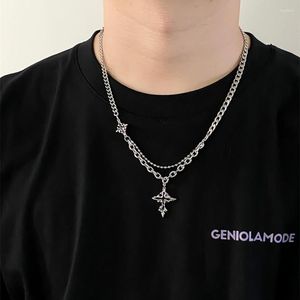 Hanger Kettingen Zwart Kruis Jongens Ketting Voor Man Niche Persoonlijkheid Stiksels Keten Ontwerp Sleutelbeen Sieraden