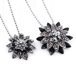 Colliers de pendentif collier dahlia noir vintage fleur cristal emblème collier masculin collier bijoux d240522