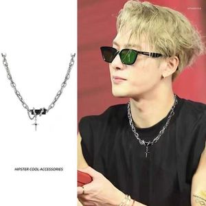 Hanger kettingen Black Gem Cross Necklace Men vrouwen magnetische hematiet verpakte sieraden hiphop feeststijl cadeau