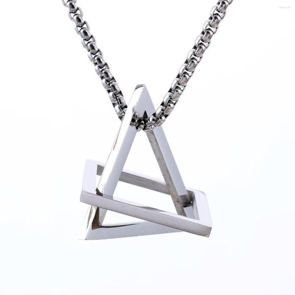 Pendentif Colliers Noir Hip Hop Mode En Acier Inoxydable Triangle Carré Géométrique Minimaliste Long Collier Ensemble Pour Cocktail