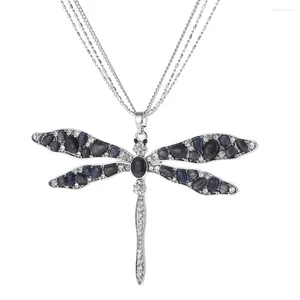 Hanger Kettingen Zwart Ivoor Steen Kristal Dragonfly Ketting Kleur Lange Kettingen Trui Collier Pendentif Elegante Sieraden 2023 Cadeau