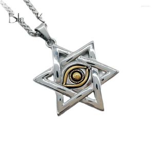 Hanger kettingen Black Knight 2 Tone Star of David Eye ketting roestvrij staal hexagram joodse religieuze blkn0609