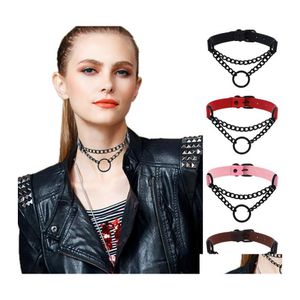 Hanger kettingen zwarte lederen choker ketting vrouwelijke kraag voor vrouwen gothic punk keten Harajuku chocker festival meisjes gotisch juweel otgge